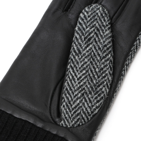  【ブランド化粧箱付き】 日本の老舗手袋ブランド KURODA(クロダ)製 ハリスツイード レディース 本革 手袋 グレー グレイ 灰色 かわいい 高級 おしゃれ 大人 女性 プレゼント クリスマス 誕生日 ギフト 化粧箱付き