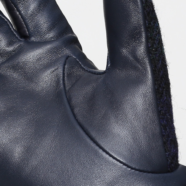  【ブランド化粧箱付き】 日本の老舗手袋ブランド KURODA(クロダ)製 ハリスツイード レディース 本革 手袋 ブルー ネイビー 青色 かわいい 高級 おしゃれ 大人 女性 プレゼント クリスマス 誕生日 ギフト 化粧箱付き