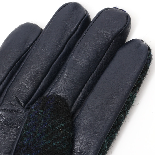 【ブランド化粧箱付き】 日本の老舗手袋ブランド KURODA(クロダ)製 ハリスツイード レディース 本革 手袋 ブルー ネイビー 青色 かわいい 高級 おしゃれ 大人 女性 プレゼント クリスマス 誕生日 ギフト 化粧箱付き