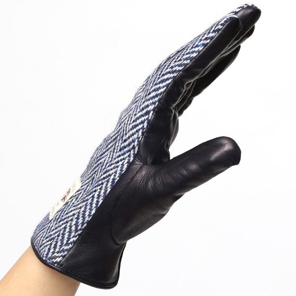  AVOCA(アヴォカ) 創業1723年アイルランドの老舗メーカー ラムスキン(生後1年以内の仔羊)×カシミヤ混裏地 ブルー ネイビー 青色 日本製 革 手袋レディース 女性 プレゼント クリスマス 誕生日KURODA(クロダ)