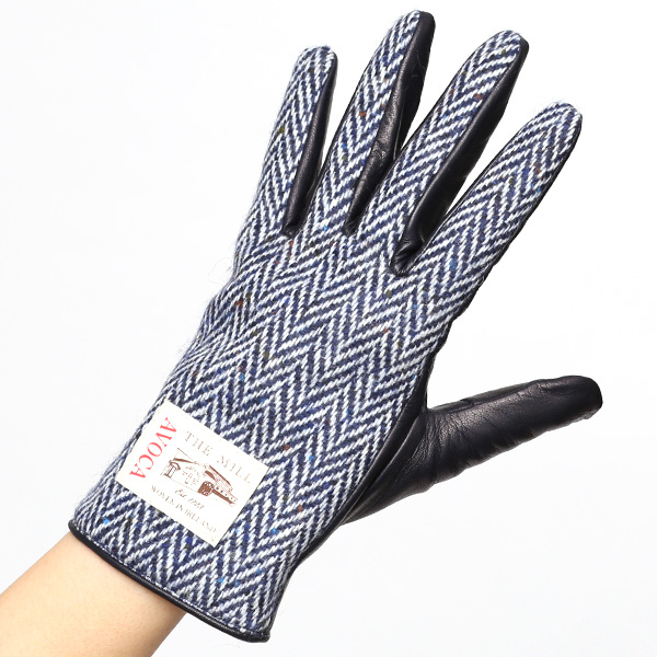  AVOCA(アヴォカ) 創業1723年アイルランドの老舗メーカー ラムスキン(生後1年以内の仔羊)×カシミヤ混裏地 ブルー ネイビー 青色 日本製 革 手袋レディース 女性 プレゼント クリスマス 誕生日KURODA(クロダ)