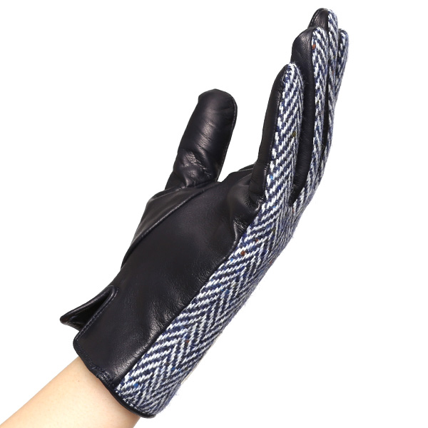  AVOCA(アヴォカ) 創業1723年アイルランドの老舗メーカー ラムスキン(生後1年以内の仔羊)×カシミヤ混裏地 ブルー ネイビー 青色 日本製 革 手袋レディース 女性 プレゼント クリスマス 誕生日KURODA(クロダ)