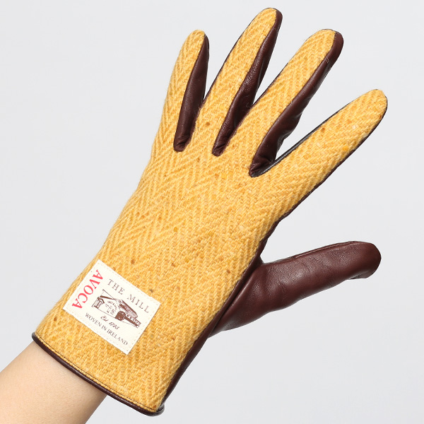  AVOCA(アヴォカ) 創業1723年アイルランドの老舗メーカー ラムスキン(生後1年以内の仔羊)×カシミヤ混裏地 イエロー 黄色 日本製 革 手袋レディース 女性 プレゼント クリスマス 誕生日KURODA(クロダ)