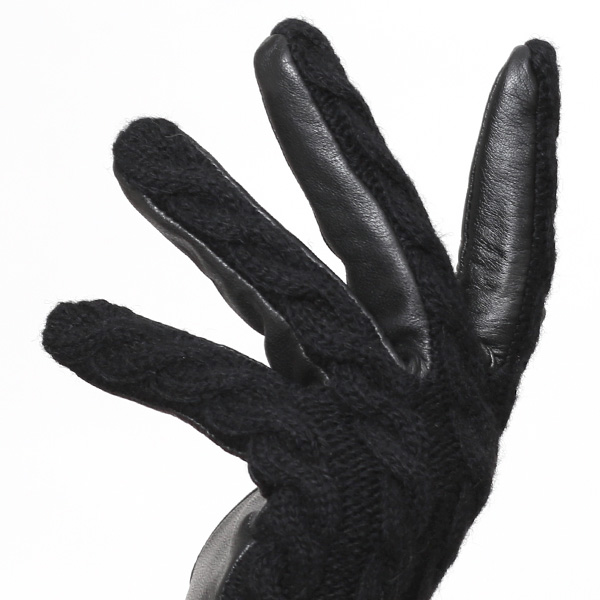 【ブランド化粧箱付き】 KURODA(クロダ) スマホ対応 ニット手袋 レディース ブランド 本革 ラビットファー ブラック 黒 黒色 暖かい かわいい カジュアル 女性 プレゼント クリスマス 誕生日 ギフト 皮 てぶくろ