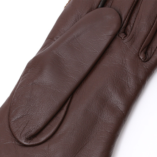  【ブランド化粧箱付き】 KURODA(クロダ) スマホ対応 ニット手袋 レディース ブランド 本革 ラビットファー ブラウン 茶 茶色 暖かい かわいい カジュアル 女性 プレゼント クリスマス 誕生日 ギフト 皮 てぶくろ