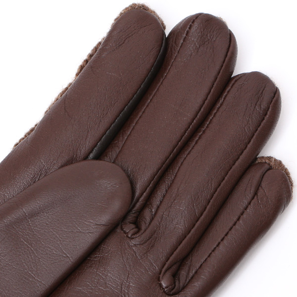  【ブランド化粧箱付き】 KURODA(クロダ) スマホ対応 ニット手袋 レディース ブランド 本革 ラビットファー ブラウン 茶 茶色 暖かい かわいい カジュアル 女性 プレゼント クリスマス 誕生日 ギフト 皮 てぶくろ