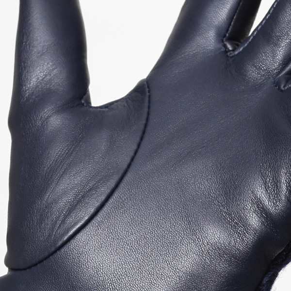  【ブランド化粧箱付き】 KURODA(クロダ) スマホ対応 ニット手袋 レディース ブランド 本革 ラビットファー ブルー ネイビー 青色 暖かい かわいい カジュアル 女性 プレゼント クリスマス 誕生日 ギフト 皮 てぶくろ