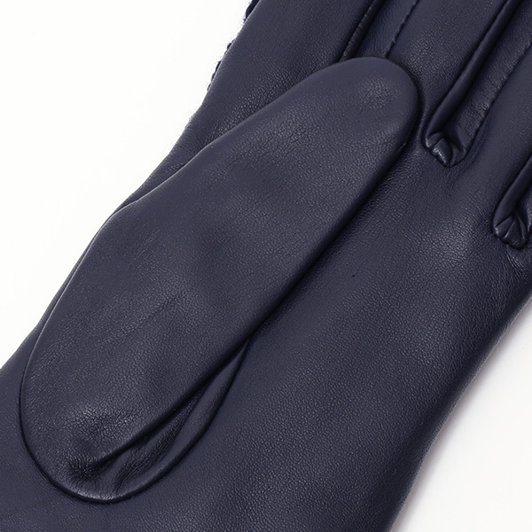  【ブランド化粧箱付き】 KURODA(クロダ) スマホ対応 ニット手袋 レディース ブランド 本革 ラビットファー ブルー ネイビー 青色 暖かい かわいい カジュアル 女性 プレゼント クリスマス 誕生日 ギフト 皮 てぶくろ