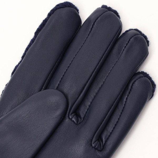  【ブランド化粧箱付き】 KURODA(クロダ) スマホ対応 ニット手袋 レディース ブランド 本革 ラビットファー ブルー ネイビー 青色 暖かい かわいい カジュアル 女性 プレゼント クリスマス 誕生日 ギフト 皮 てぶくろ