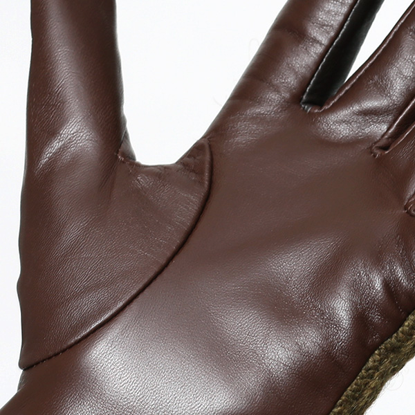  【ブランド化粧箱付き】 KURODA(クロダ) スマホ対応 ニット手袋 レディース ブランド 本革 ラビットファー グリーン 緑色 暖かい かわいい カジュアル 女性 プレゼント クリスマス 誕生日 ギフト 皮 てぶくろ