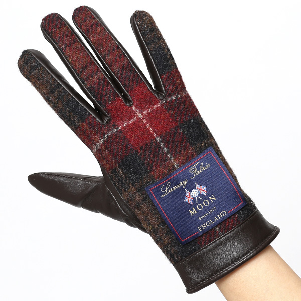 MOON(ムーン) 手袋 レディース ブランド 本革 スマホ対応 レッド ワイン 赤色 スマホ操作可能 暖かい かわいい 高級 おしゃれ 大人 女性 プレゼント クリスマス 誕生日 皮 てぶくろ KURODA(クロダ)