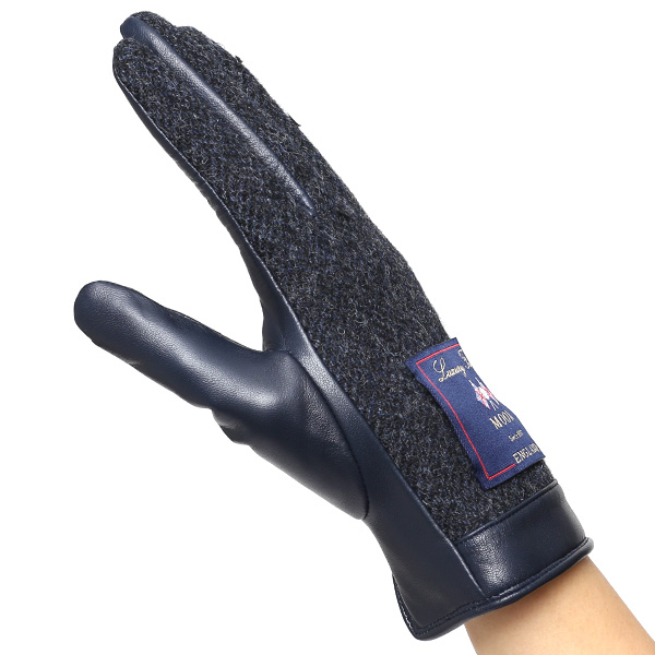  MOON(ムーン) 手袋 レディース ブランド 本革 スマホ対応  ブルー ネイビー 青色 スマホ操作可能 暖かい かわいい 高級 おしゃれ 大人 女性 プレゼント クリスマス 誕生日 皮 てぶくろ KURODA(クロダ)