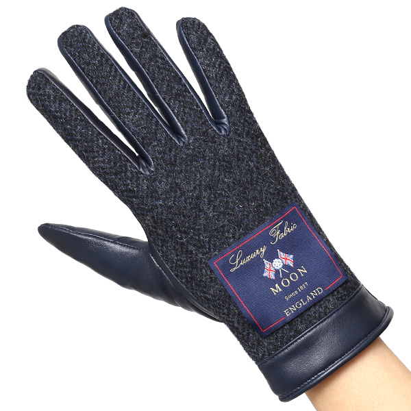  MOON(ムーン) 手袋 レディース ブランド 本革 スマホ対応  ブルー ネイビー 青色 スマホ操作可能 暖かい かわいい 高級 おしゃれ 大人 女性 プレゼント クリスマス 誕生日 皮 てぶくろ KURODA(クロダ)