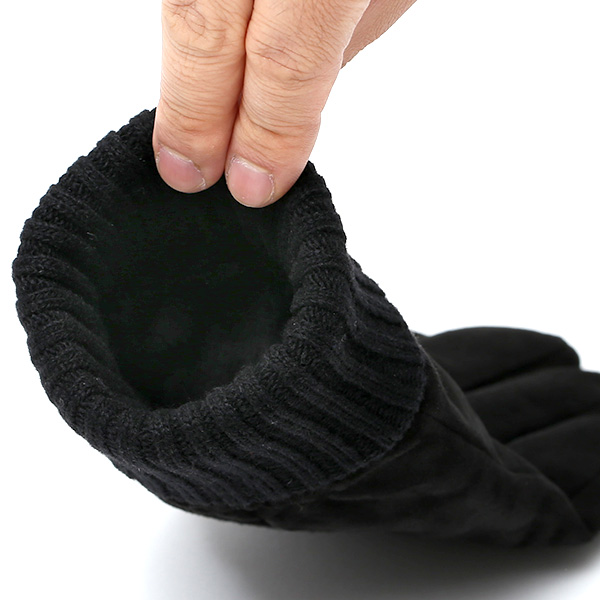  手袋 メンズ 防寒 レザー スエード スマホ対応 暖かい 裏起毛 ヤギ革 ゴートスエード リブニット ブラック 黒 黒色 タッチパネル 対応 革 グローブ おしゃれ 紳士 男性用 プレゼント ブランド KURODA(クロダ)