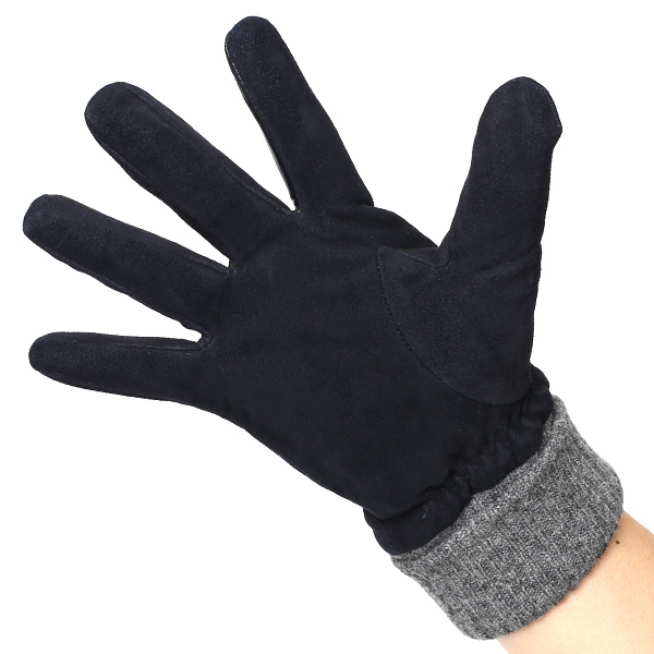  手袋 メンズ 防寒 レザー スエード スマホ対応 暖かい 裏起毛 ヤギ革 ゴートスエード リブニット ブルー ネイビー 青色 タッチパネル 対応 革 グローブ おしゃれ 紳士 男性用 プレゼント ブランド KURODA(クロダ)