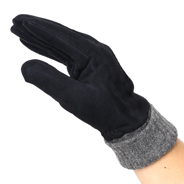  手袋 メンズ 防寒 レザー スエード スマホ対応 暖かい 裏起毛 ヤギ革 ゴートスエード リブニット ブルー ネイビー 青色 タッチパネル 対応 革 グローブ おしゃれ 紳士 男性用 プレゼント ブランド KURODA(クロダ)