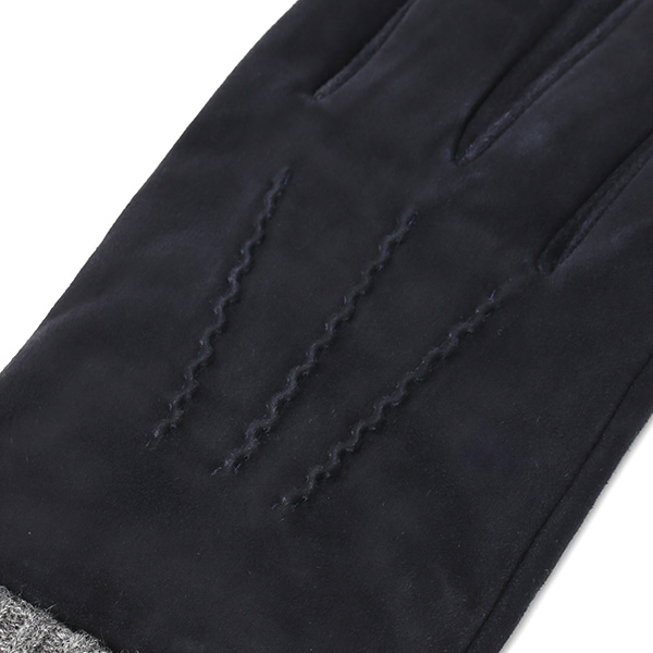  手袋 メンズ 防寒 レザー スエード スマホ対応 暖かい 裏起毛 ヤギ革 ゴートスエード リブニット ブルー ネイビー 青色 タッチパネル 対応 革 グローブ おしゃれ 紳士 男性用 プレゼント ブランド KURODA(クロダ)