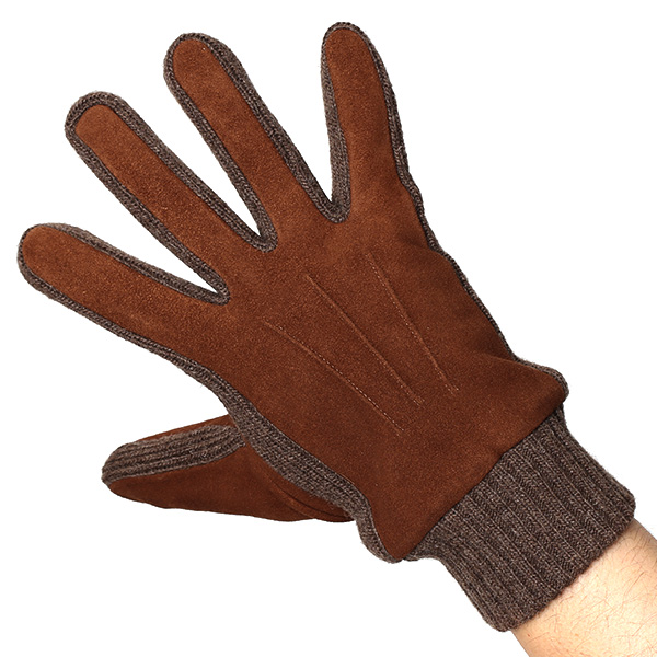  手袋 メンズ タッチパネル スマホ対応 防寒 スエード ニット 裏起毛 裏フリース おしゃれ 通勤 通学 キャメル ブラウン 茶 茶色 ブランド ヤギ革 本革 コンビ 暖かい 男性 紳士 プレゼント 贈り物 グローブ KURODA(クロダ)