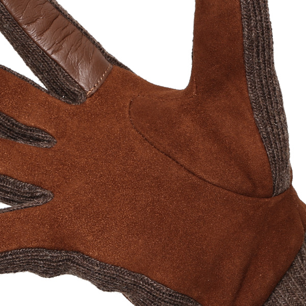  手袋 メンズ タッチパネル スマホ対応 防寒 スエード ニット 裏起毛 裏フリース おしゃれ 通勤 通学 キャメル ブラウン 茶 茶色 ブランド ヤギ革 本革 コンビ 暖かい 男性 紳士 プレゼント 贈り物 グローブ KURODA(クロダ)