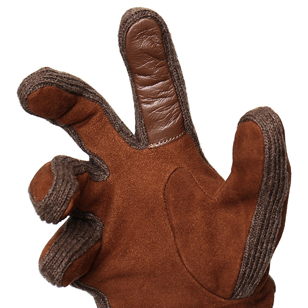  手袋 メンズ タッチパネル スマホ対応 防寒 スエード ニット 裏起毛 裏フリース おしゃれ 通勤 通学 キャメル ブラウン 茶 茶色 ブランド ヤギ革 本革 コンビ 暖かい 男性 紳士 プレゼント 贈り物 グローブ KURODA(クロダ)