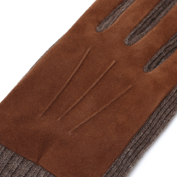  手袋 メンズ タッチパネル スマホ対応 防寒 スエード ニット 裏起毛 裏フリース おしゃれ 通勤 通学 キャメル ブラウン 茶 茶色 ブランド ヤギ革 本革 コンビ 暖かい 男性 紳士 プレゼント 贈り物 グローブ KURODA(クロダ)