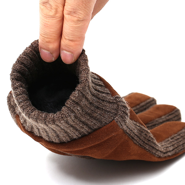  手袋 メンズ タッチパネル スマホ対応 防寒 スエード ニット 裏起毛 裏フリース おしゃれ 通勤 通学 キャメル ブラウン 茶 茶色 ブランド ヤギ革 本革 コンビ 暖かい 男性 紳士 プレゼント 贈り物 グローブ KURODA(クロダ)