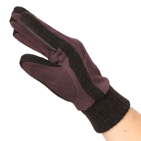  手袋 メンズ タッチパネル スマホ対応 防寒 スエード ニット 裏起毛 裏フリース おしゃれ 通勤 通学 レッド ワイン 赤色 ブランド ヤギ革 本革 コンビ 暖かい 男性 紳士 プレゼント 贈り物 グローブ KURODA(クロダ)