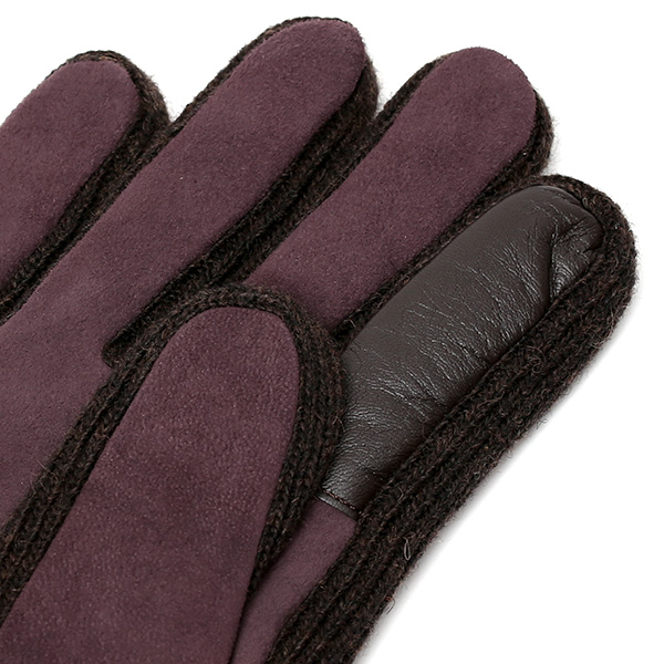  手袋 メンズ タッチパネル スマホ対応 防寒 スエード ニット 裏起毛 裏フリース おしゃれ 通勤 通学 レッド ワイン 赤色 ブランド ヤギ革 本革 コンビ 暖かい 男性 紳士 プレゼント 贈り物 グローブ KURODA(クロダ)