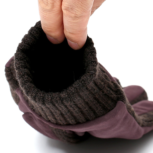  手袋 メンズ タッチパネル スマホ対応 防寒 スエード ニット 裏起毛 裏フリース おしゃれ 通勤 通学 レッド ワイン 赤色 ブランド ヤギ革 本革 コンビ 暖かい 男性 紳士 プレゼント 贈り物 グローブ KURODA(クロダ)