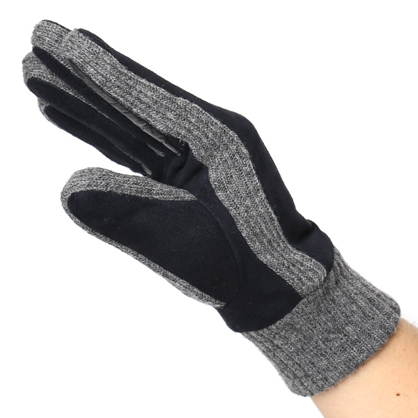  手袋 メンズ タッチパネル スマホ対応 防寒 スエード ニット 裏起毛 裏フリース おしゃれ 通勤 通学 ブルー ネイビー 青色 ブランド ヤギ革 本革 コンビ 暖かい 男性 紳士 プレゼント 贈り物 グローブ KURODA(クロダ)