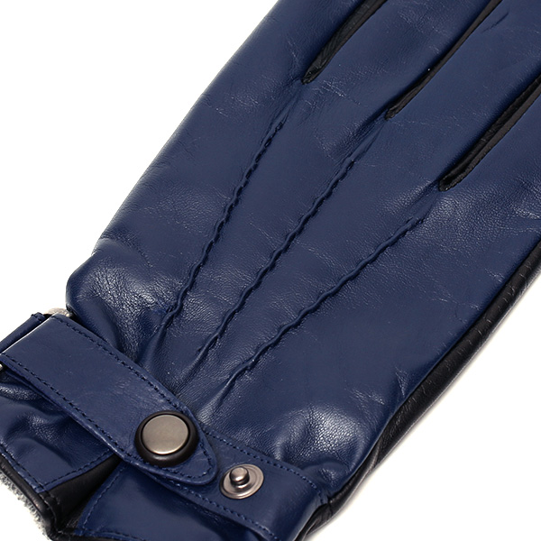  手袋 メンズ 本革 スマホ対応 レザー グローブ 手ぶくろ ブランド イタリーラム ベルト カシミア 混 タッチパネル ブルー ネイビー 青色 男性 紳士 プレゼント ギフト ビジネス 防寒 高級 おしゃれ 30代 40代 KURODA(クロダ)