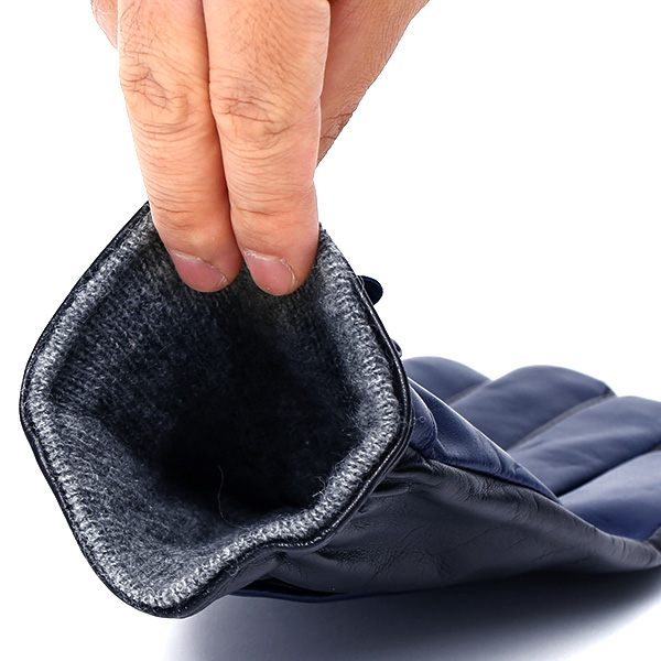  手袋 メンズ 本革 スマホ対応 レザー グローブ 手ぶくろ ブランド イタリーラム ベルト カシミア 混 タッチパネル ブルー ネイビー 青色 男性 紳士 プレゼント ギフト ビジネス 防寒 高級 おしゃれ 30代 40代 KURODA(クロダ)