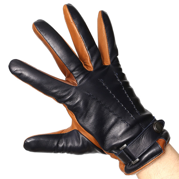  手袋 メンズ 本革 スマホ対応 レザー グローブ 手ぶくろ ブランド イタリーラム ベルト カシミア 混 タッチパネル ブルー ネイビー 青色 男性 紳士 プレゼント ギフト ビジネス 防寒 高級 おしゃれ 30代 40代 KURODA(クロダ)