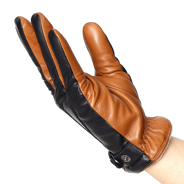  手袋 メンズ 本革 スマホ対応 レザー グローブ 手ぶくろ ブランド イタリーラム ベルト カシミア 混 タッチパネル ブルー ネイビー 青色 男性 紳士 プレゼント ギフト ビジネス 防寒 高級 おしゃれ 30代 40代 KURODA(クロダ)