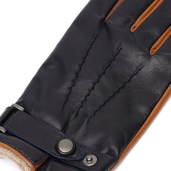  手袋 メンズ 本革 スマホ対応 レザー グローブ 手ぶくろ ブランド イタリーラム ベルト カシミア 混 タッチパネル ブルー ネイビー 青色 男性 紳士 プレゼント ギフト ビジネス 防寒 高級 おしゃれ 30代 40代 KURODA(クロダ)