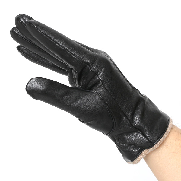  革手袋 メンズ スマホ対応 ブランド カシミア 混 ギフト ビジネス 通勤 通学 防寒 暖かい おしゃれ ブラック 黒 黒色 無地 シンプル レザー 紳士 グローブ 男性 プレゼント タブレット KURODA(クロダ)