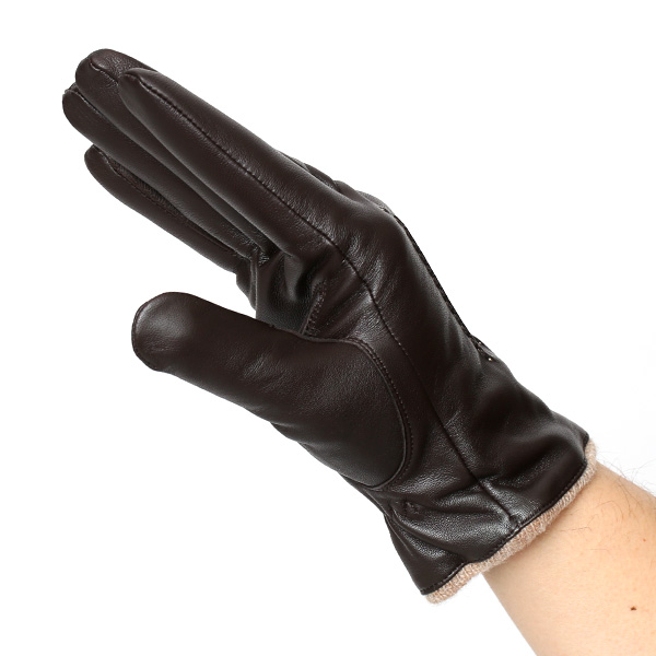  革手袋 メンズ スマホ対応 ブランド カシミア 混 ギフト ビジネス 通勤 通学 防寒 暖かい おしゃれ ダークブラウン ブラウン 茶 茶色 無地 シンプル レザー 紳士 グローブ 男性 プレゼント タブレット KURODA(クロダ)
