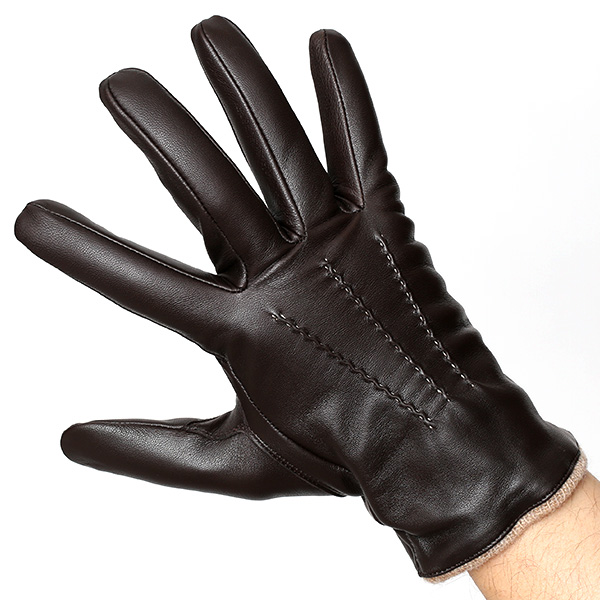  革手袋 メンズ スマホ対応 ブランド カシミア 混 ギフト ビジネス 通勤 通学 防寒 暖かい おしゃれ ダークブラウン ブラウン 茶 茶色 無地 シンプル レザー 紳士 グローブ 男性 プレゼント タブレット KURODA(クロダ)