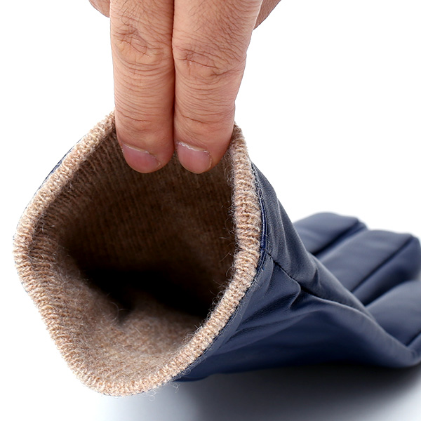  革手袋 メンズ スマホ対応 ブランド カシミア 混 ギフト ビジネス 通勤 通学 防寒 暖かい おしゃれ ブルー ネイビー 青色 無地 シンプル レザー 紳士 グローブ 男性 プレゼント タブレット KURODA(クロダ)