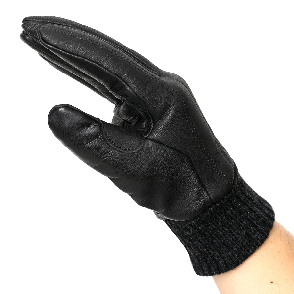 手袋 自転車 防寒 メンズ スマホ対応 本革 サイクリング アウトドア グローブ 防風 保温 裏起毛 フリース ブラック 黒 黒色 レザー ブランド 男性 紳士 通勤 通学 皮 手ぶくろ プレゼント ギフト 送料無料 KURODA(クロダ)