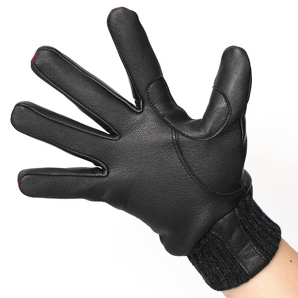  手袋 自転車 防寒 メンズ スマホ対応 本革 サイクリング アウトドア グローブ 防風 保温 裏起毛 フリース レッド ワイン 赤色 レザー ブランド 男性 紳士 通勤 通学 皮 手ぶくろ プレゼント ギフト 送料無料 KURODA(クロダ)