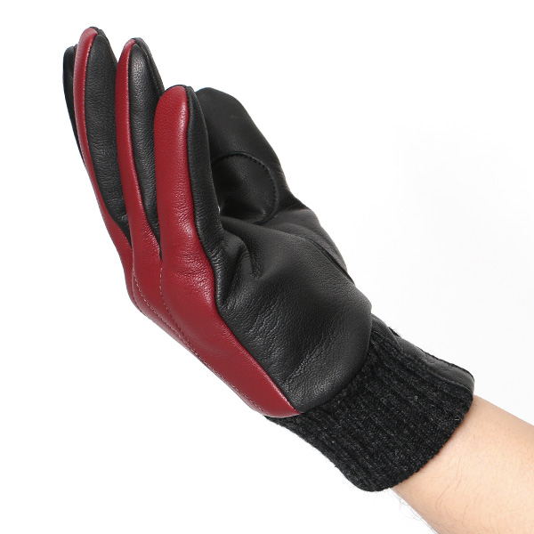  手袋 自転車 防寒 メンズ スマホ対応 本革 サイクリング アウトドア グローブ 防風 保温 裏起毛 フリース レッド ワイン 赤色 レザー ブランド 男性 紳士 通勤 通学 皮 手ぶくろ プレゼント ギフト 送料無料 KURODA(クロダ)