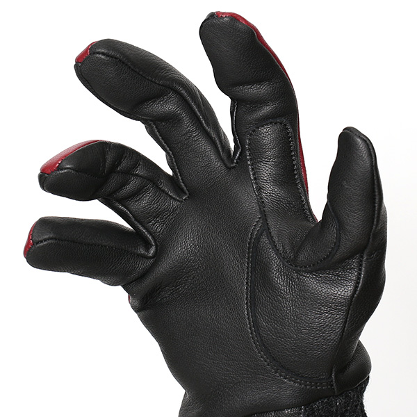  手袋 自転車 防寒 メンズ スマホ対応 本革 サイクリング アウトドア グローブ 防風 保温 裏起毛 フリース レッド ワイン 赤色 レザー ブランド 男性 紳士 通勤 通学 皮 手ぶくろ プレゼント ギフト 送料無料 KURODA(クロダ)
