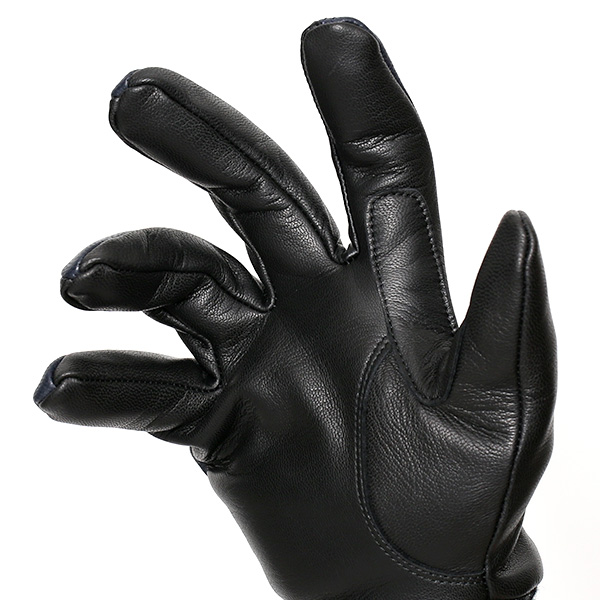  手袋 自転車 防寒 メンズ スマホ対応 本革 サイクリング アウトドア グローブ 防風 保温 裏起毛 フリース ブルー ネイビー 青色 レザー ブランド 男性 紳士 通勤 通学 皮 手ぶくろ プレゼント ギフト 送料無料 KURODA(クロダ)