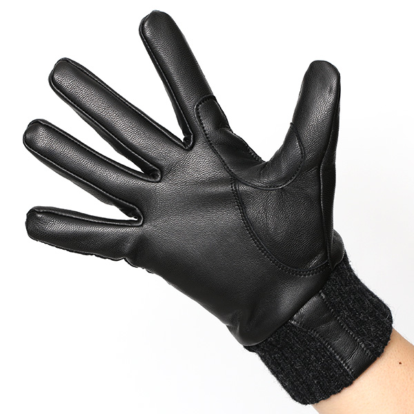  手袋 ナイロン メンズ リモンタナイロン 自転車 バイク アウトドア 防寒 防風 フリース 裏起毛 ブラック 黒 黒色 レザー 本革 ナイロン キルティング プレゼント 男性用 皮 グローブ ブランド KURODA(クロダ)