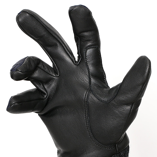  手袋 ナイロン メンズ リモンタナイロン 自転車 バイク アウトドア 防寒 防風 フリース 裏起毛 ブルー ネイビー 青色 レザー 本革 ナイロン キルティング プレゼント 男性用 皮 グローブ ブランド KURODA(クロダ)