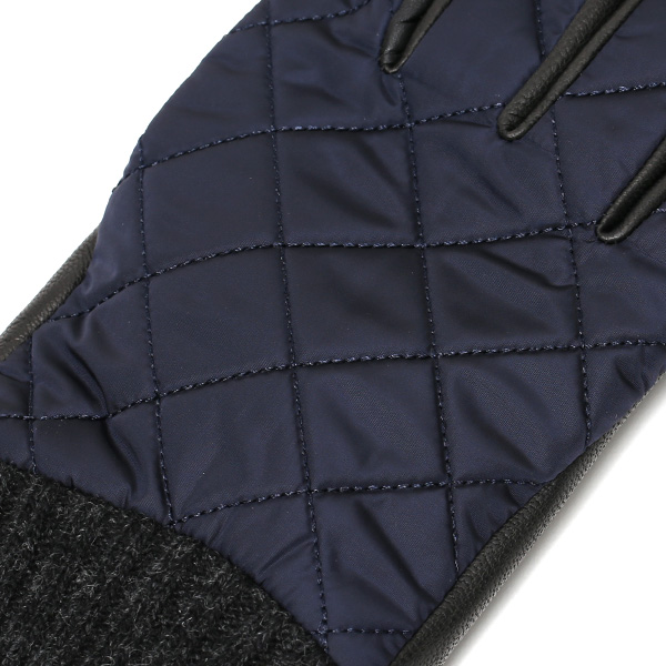  手袋 ナイロン メンズ リモンタナイロン 自転車 バイク アウトドア 防寒 防風 フリース 裏起毛 ブルー ネイビー 青色 レザー 本革 ナイロン キルティング プレゼント 男性用 皮 グローブ ブランド KURODA(クロダ)