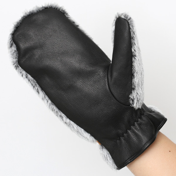  手袋 ミトン メンズ グローブ 手ぶくろ 防寒 暖かい ファー 本革 裏起毛 ミトングローブ グレー グレイ 灰色 ハンドウォーマー アウトドア キャンプ ミリタリー スポーツ ブランド 紳士 KURODA(クロダ)