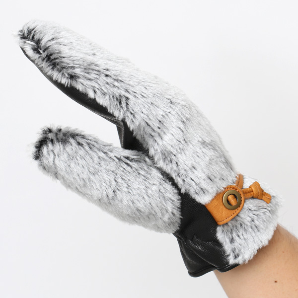  手袋 ミトン メンズ グローブ 手ぶくろ 防寒 暖かい ファー 本革 裏起毛 ミトングローブ グレー グレイ 灰色 ハンドウォーマー アウトドア キャンプ ミリタリー スポーツ ブランド 紳士 KURODA(クロダ)