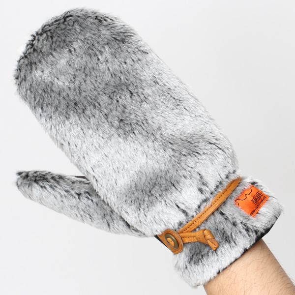  手袋 ミトン メンズ グローブ 手ぶくろ 防寒 暖かい ファー 本革 裏起毛 ミトングローブ グレー グレイ 灰色 ハンドウォーマー アウトドア キャンプ ミリタリー スポーツ ブランド 紳士 KURODA(クロダ)